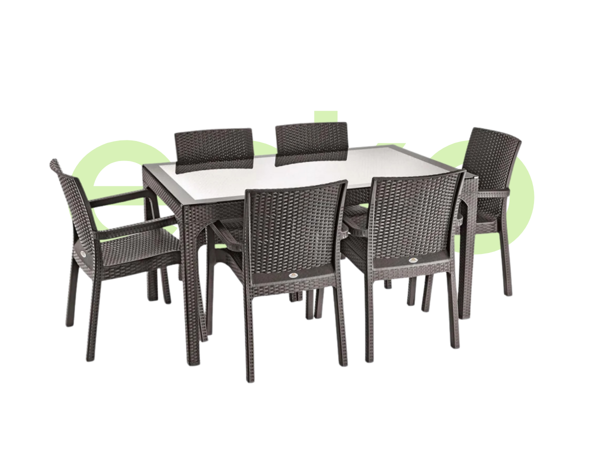 LİVERNO 6 KİŞİLİK CAMLI MASA TAKIMI