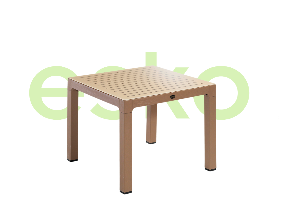 WOOD ÇİZGİLİ 90 X 90 CM CAMLI MASA