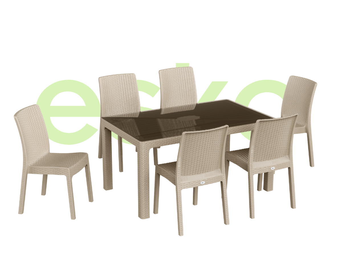 HİLTON 90 CM X 150 CM CAMLI MASA TAKIMI